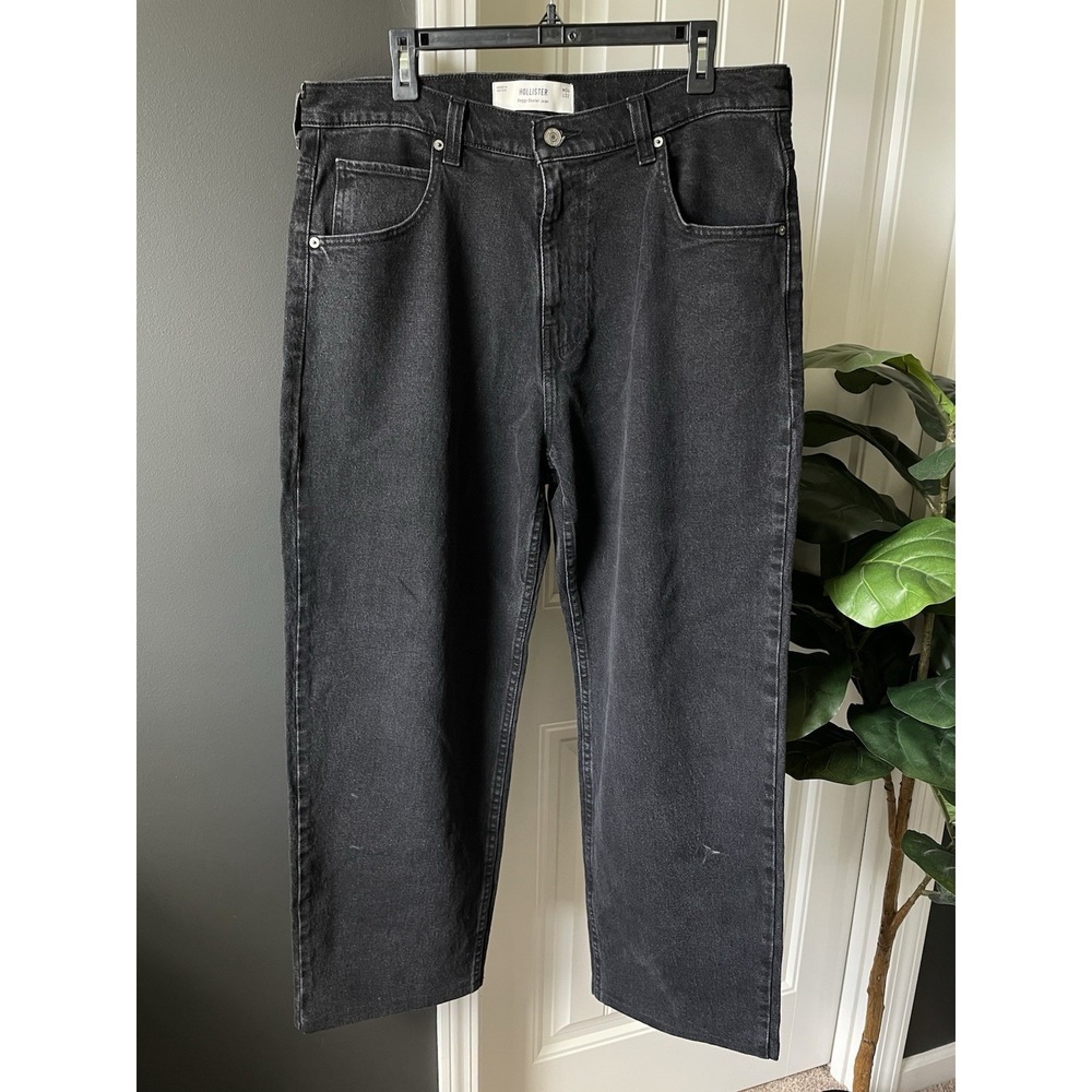 Hollister Baggy Skater Jeans Washed Black Denim 34x28 Y2K 90s Retro | Read Desc.